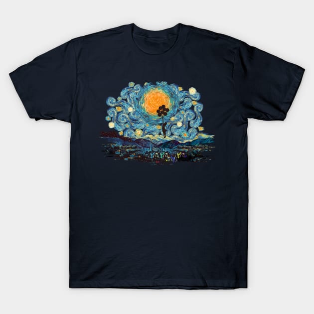 the ballons girl starry night T-Shirt by Dezigner007